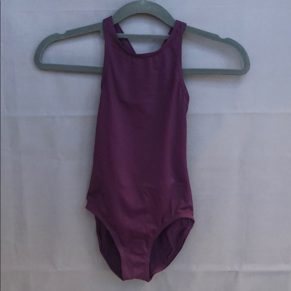 Purple cross back leotard